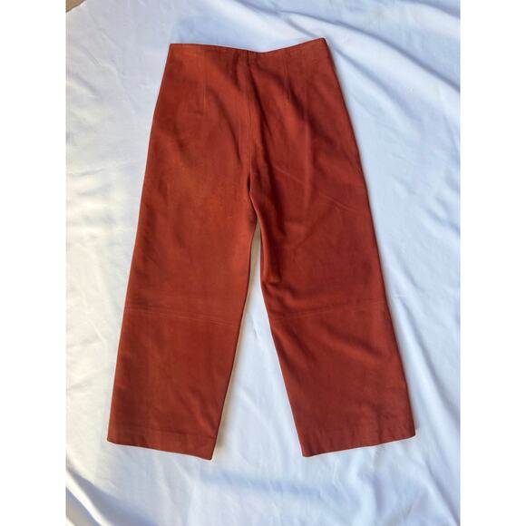 Vince Pants Size 6 Fall Culottes Suede Wide Leg Cropped in Brick Red Orange - Picture 4 of 16